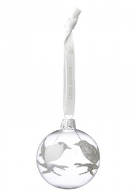 Новогодний елочный шар прозрачный 6 см. Cadelia Clear Silver Bird Lene Bjerre фото