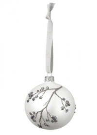 Новогодний елочный шар стеклянный 8 см. Cadelia White Silver Lene Bjerre фото