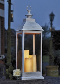 Фонарь со светодиодными свечами Giant Cream by Outside In для дома и улицы Smart Garden (Великобритания) фото