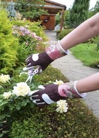 Садовые перчатки кожаные для работы в саду и на даче GardenGirl Chelsea Collection AR30 фото