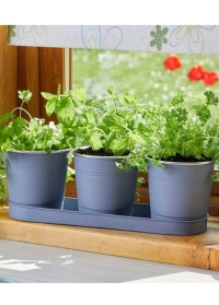 Кашпо для выращивания трав и цветов на поддоне Slate - набор из 3-х шт от Smart Garden фото