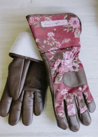 Садовые перчатки кожаные утепленные GardenGirl Classic Cherry WWG22 фото