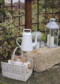 Голландская садовая лейка в форме винтажного кофейника для полива цветов Lungo Light Grey Xala фото
