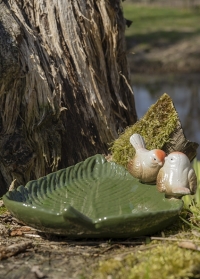 Керамическая купальня для птиц Лист с птичками FB561от Esschert Design заказать на сайте Consta Garden фото